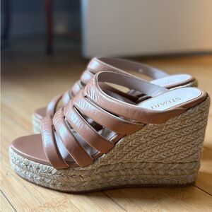 Stuart Weitzman Brown Espadrille Wedge Sandals